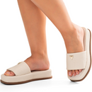 Tamanco Feminino Flatform Chinelo Confortável Juta Off White