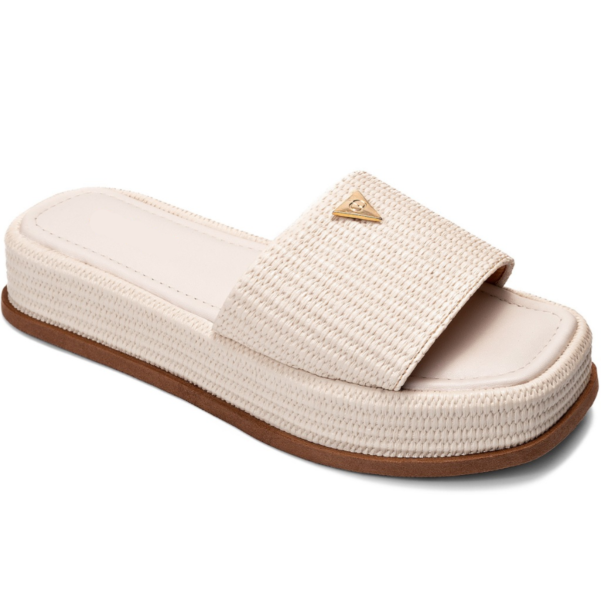 Tamanco Feminino Flatform Chinelo Confortável Juta Off White