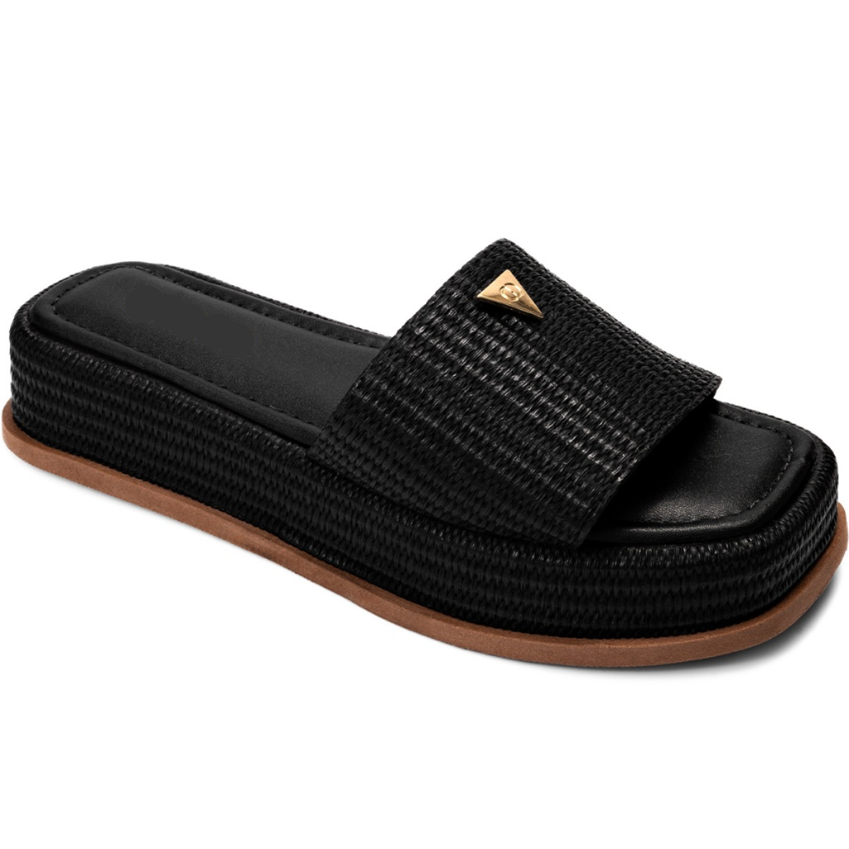 Tamanco Feminino Flatform Chinelo Confortável Juta Preto