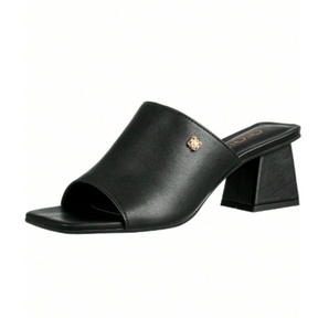 Tamanco Feminino Mule Salto Bloco Preto