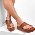 Tamanco Feminino Plataforma Flat Confortável Juju Caramelo