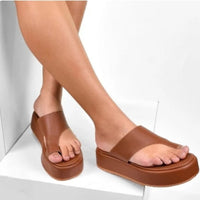 Tamanco Feminino Plataforma Flat Confortável Juju Caramelo