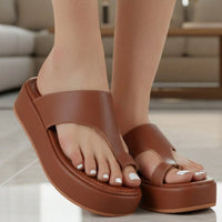 Tamanco Feminino Plataforma Flat Confortável Juju Caramelo