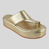 Tamanco Feminino Plataforma Flat Confortável Juju Dourado