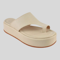 Tamanco Feminino Plataforma Flat Confortável Juju Off white