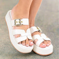 Tamanco Feminino Plataforma Flatform com Fivela Regulável Off White