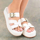Tamanco Feminino Plataforma Flatform com Fivela Regulável Off White