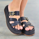 Tamanco Feminino Plataforma Flatform com Fivela Regulável Preto