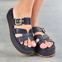 Tamanco Feminino Plataforma Flatform com Fivela Regulável Preto