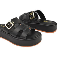 Tamanco Feminino Plataforma Flatform com Fivela Regulável Preto