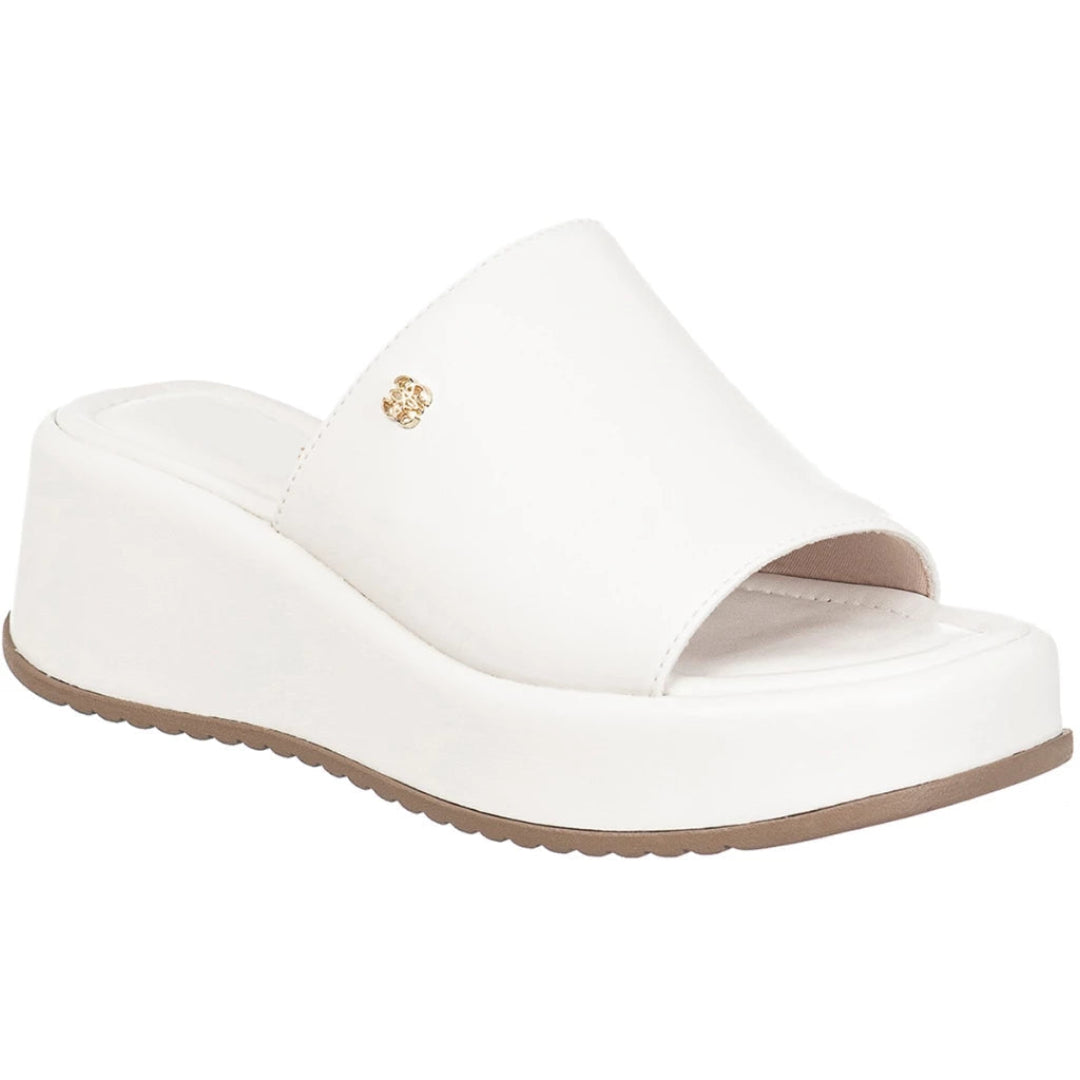 Tamanco Feminino Plataforma Sola Macia Anabela Flatform Branco