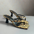 Tamanco Feminino Salto Fino Baixo Frente Quadrada Animal Print