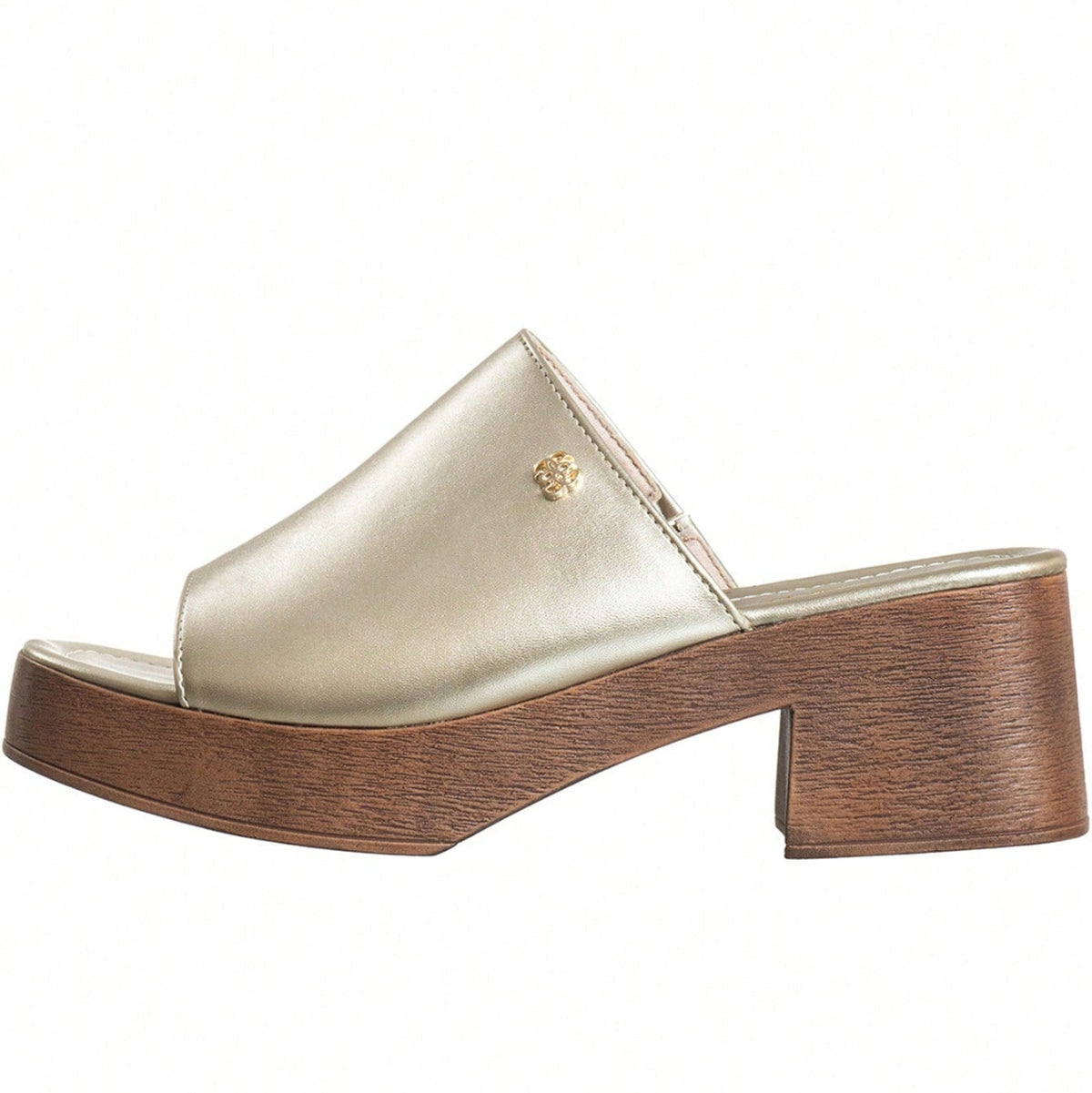 Tamanco Plataforma Salto Grosso Meia Pata Elegante Dourado