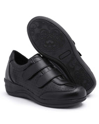 Tenis Feminino Sola Macia Confortável com Ajuste em Velcro Preto