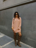 Vestido Feminino Tricot Blusão alongado Gola Alta Modal Premium Bege