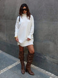 Vestido Feminino Tricot Blusão alongado Gola Alta Modal Premium Off White
