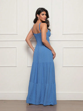 Vestido longo feminino viscolinho pipoca Azul