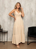 Vestido longo feminino viscolinho pipoca Bege