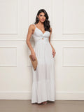 Vestido longo feminino viscolinho pipoca Branco
