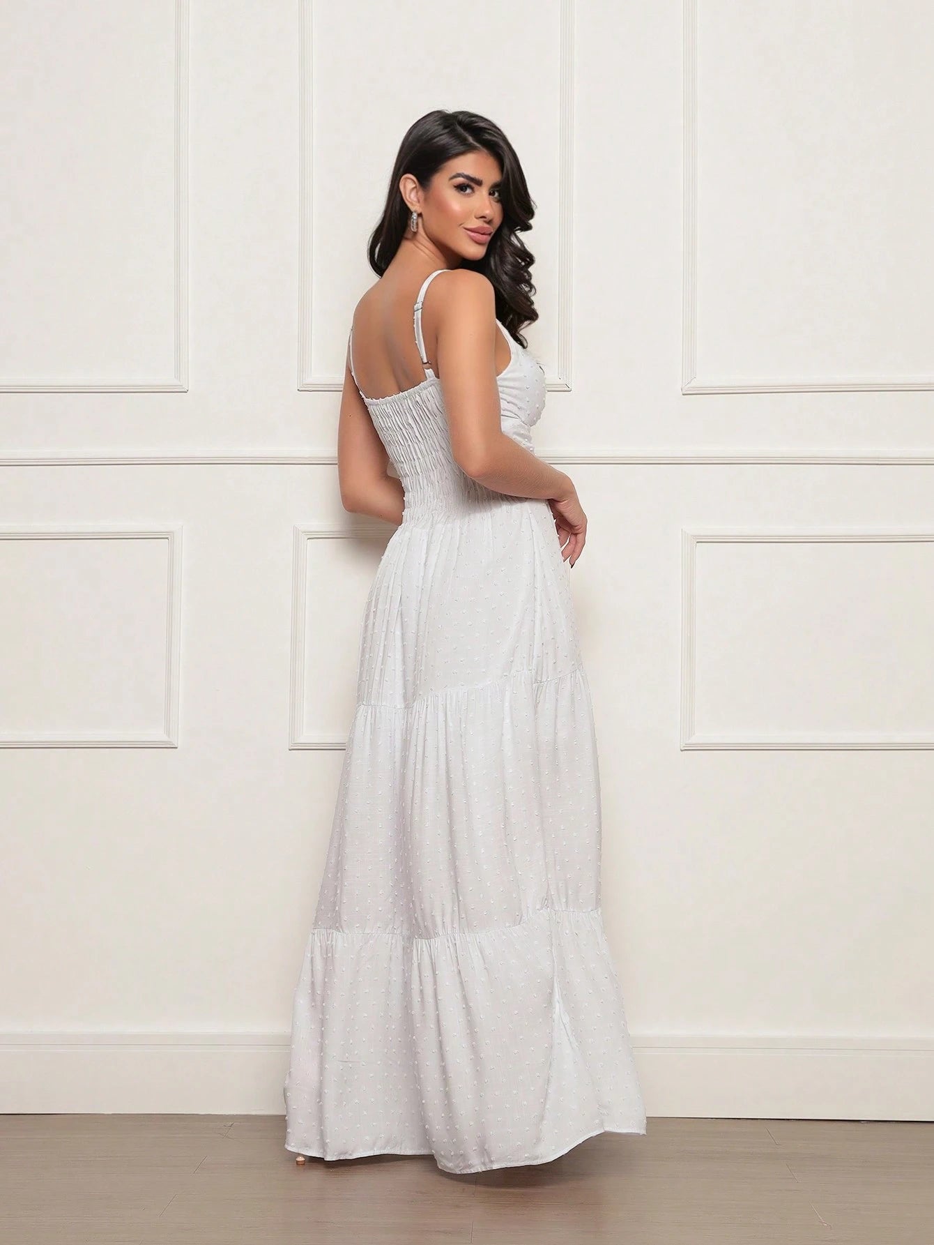 Vestido longo feminino viscolinho pipoca Branco