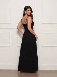 Vestido longo feminino viscolinho pipoca Preto