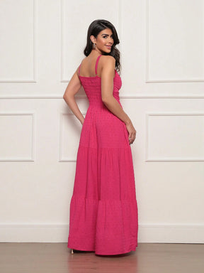 Vestido longo feminino viscolinho pipoca Rosa