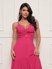 Vestido longo feminino viscolinho pipoca Rosa