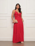 Vestido longo feminino viscolinho pipoca Vermelho