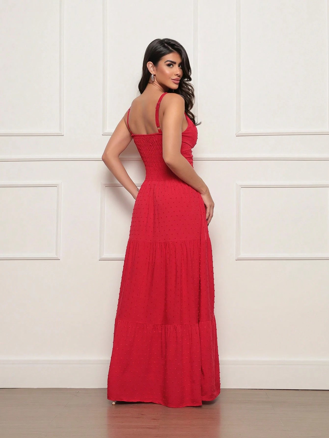 Vestido longo feminino viscolinho pipoca Vermelho