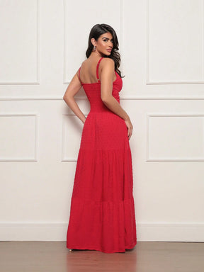 Vestido longo feminino viscolinho pipoca Vermelho