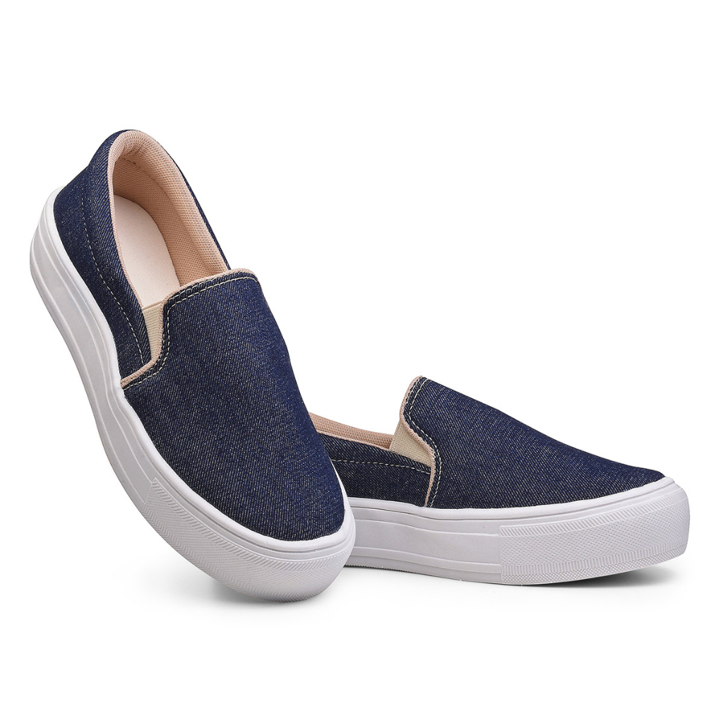Tênis Slip On Feminino Casual com Plataforma – Estilo e Conforto no Calce Fácil