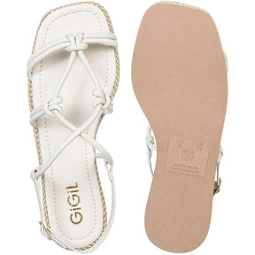 Sandalia Rasteira Feminina Com Tiras Trançadas Nó Espadrille Confortável