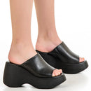 Tamanco Feminino Sandal Boots Plataforma Anabela Sola Alta