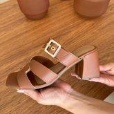 Sandália Feminina Salto Bloco com Fivela | Elegância e Conforto