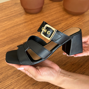 Sandália Feminina Salto Bloco com Fivela | Elegância e Conforto