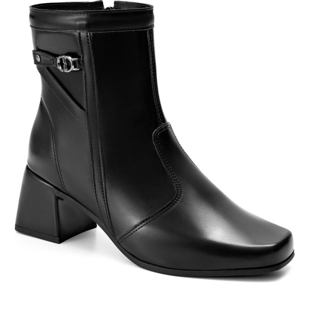 Bota Feminina Cano Curto com Salto Bloco Baixo e Detalhe Lateral – Estilo, Conforto e Versatilidade