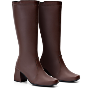 Bota Feminina Cano Alto Bico Quadrado Salto Bloco – Conforto e Estilo para o Inverno