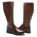 Bota Feminina Montaria Versales Bico Fino Cano Alto Confortável Salto Baixo Bloco Café Preto