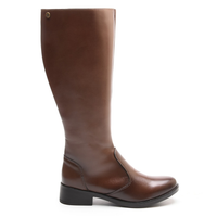 Bota Feminina Montaria Versales Bico Fino Cano Alto Confortável Salto Baixo Bloco Café Preto