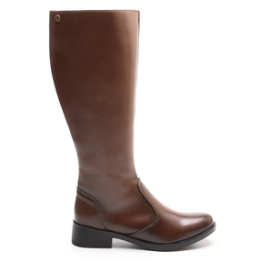 Bota Feminina Montaria Versales Bico Fino Cano Alto Confortável Salto Baixo Bloco Café Preto