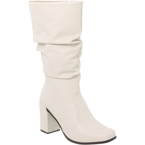 Bota Feminina Cano Longo Enrugada, Salto Bloco e Bico Quadrado | Estilo e Conforto para o Inverno