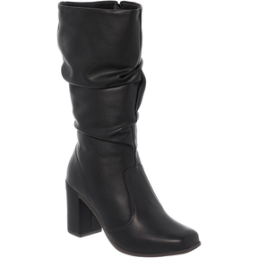 Bota Feminina Cano Longo Enrugada, Salto Bloco e Bico Quadrado | Estilo e Conforto para o Inverno